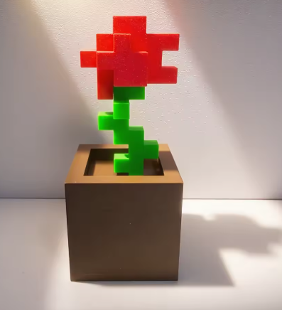 Rose pixelisée | Décoration pixel art