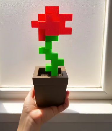 Rose pixelisée | Décoration pixel art