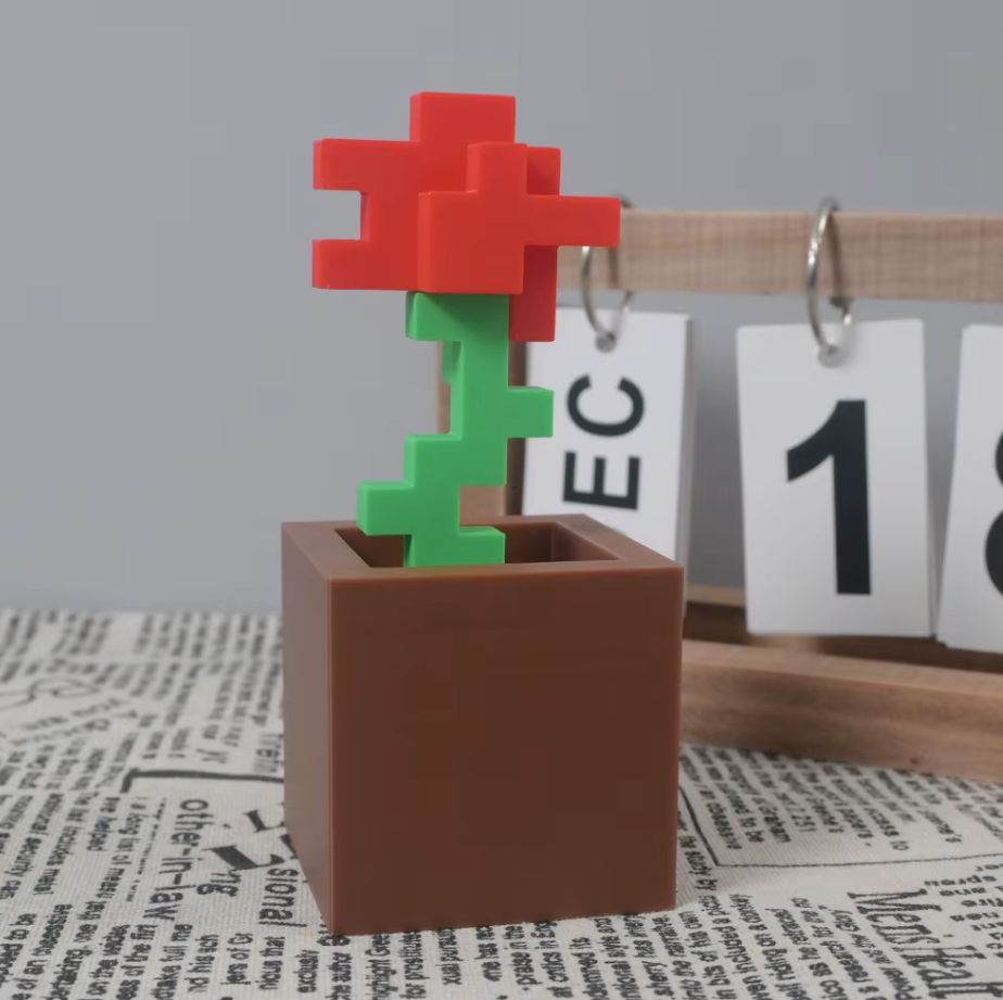 Rose Pixelisée – Décoration Gaming | BLOC & PIXEL