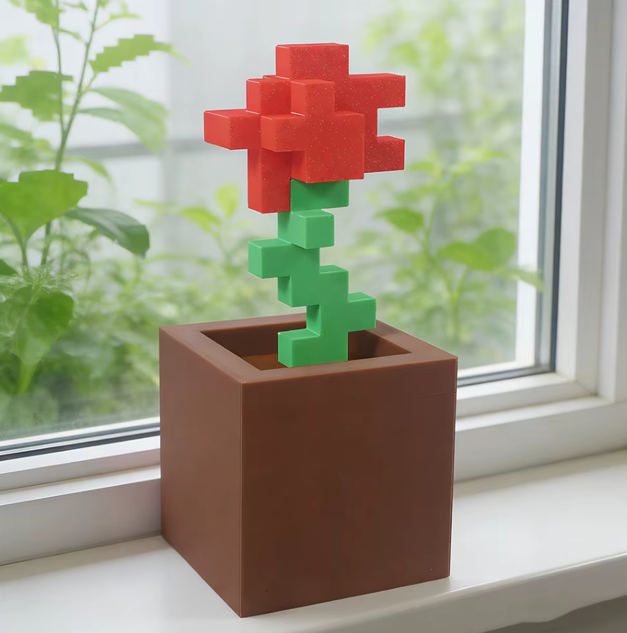 Rose Pixelisée – Décoration Gaming | BLOC & PIXEL