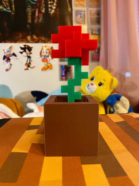 Rose Pixelisée – Décoration Gaming | BLOC & PIXEL